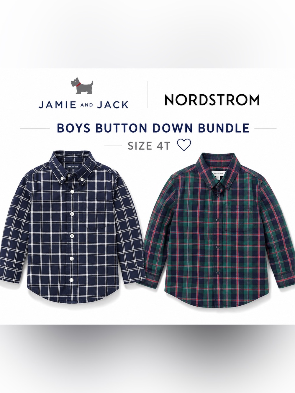 Janie and Jack bundle Boys' Plaid Button-Down Shirt Bundle - Navy & Green